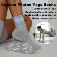 Chaussettes de Pilates Antidérapantes Respirantes en Silicone avec Logo Personnalisé, Antibactériennes, pour Athlètes, Modèle Crew, Fourniture en Gros Directe Usine pour l'Automne