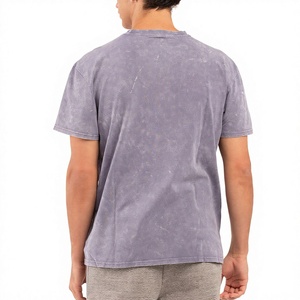 Hot Selling Vintage Acid Washed Regular Fit Men's T-Shirt 100% Cotton 250g Streetwear Cropped Drop Shoulder Quick Dry - Product Image 6