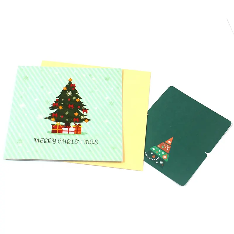 Spot Wholesale Blank Display 3d Pop-up Christmas Thank-you Card With Envelope