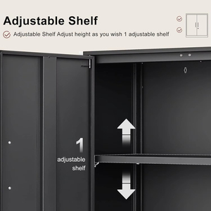 Modern Metal Storage Cabinet Key Lock | 3 Adjustable Shelves | Locking Doors | Large Capacity for School Hospital Basement - Product Image 4