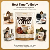 Café aux champignons superaliments en poudre, emballage personnalisé, vente en gros, boisson énergisante et bien-être, concentration accrue