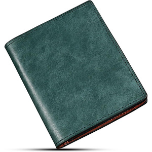 Men's Dark Green Leather <b>Wallet</b> With <b>RFID</b> <b>Blocking</b> And Coin Compartment For Everyday Use - Product Image 1