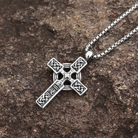 Bijoux historiques en gros, à porter unisexe, pendentif en acier inoxydable, croix celtique, collier, bijoux