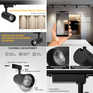 10W 20W 30W 3000K Black Spot Led <span class=keywords><strong>Track</strong></span> Spot Light 220V Teto Industrial <span class=keywords><strong>Track</strong></span> Lâmpada Alumínio White Cob Shop <span class=keywords><strong>Track</strong></span> <span class=keywords><strong>Lighting</strong></span> - Product Image 2