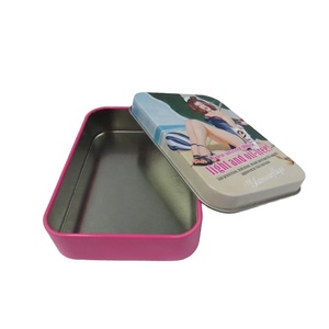 metal tin rectangular shape tin box candy tin can for mint container with embossing for poker game cards packing