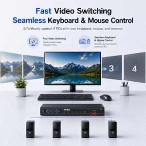 4K60Hz <span class=keywords><strong>4X1</strong></span> KVM <span class=keywords><strong>HDMI</strong></span> <span class=keywords><strong>SWITCH</strong></span> 2x1 KVM สลับ <span class=keywords><strong>HDMI</strong></span> พร้อมปุ่มด้านหน้าคีย์บอร์ด/เมาส์ฮอตคีย์ IR รีโมทและการควบคุม RS-232 - Product Image 4