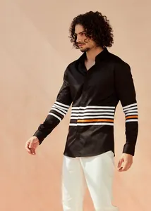 Camisas Casuales de Algodón 100% para Hombre, Color Negro, Estilo Camaro, con Cuello Abotonado, Manga Larga, Transpirables y de Secado Rápido para Verano, Servicio OEM - Product Image 2