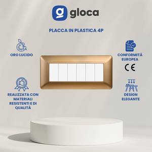 Placca Interruttore a Muro Gloca 6 Vie in Plastica Lucida Oro Lusso Durevole 2 Pezzi - Product Image 3
