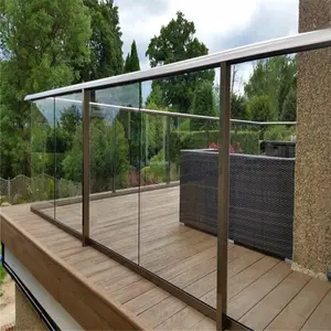 Modern design Frameloze U kanaal base gehard glas leuningen/balustrades voor buiten project