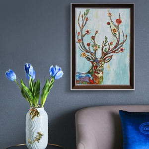 RORO, decoración moderna <span class=keywords><strong>de</strong></span> lujo, esmalte <span class=keywords><strong>de</strong></span> madera, decoración <span class=keywords><strong>de</strong></span> <span class=keywords><strong>Navidad</strong></span>, ciervo <span class=keywords><strong>de</strong></span> la suerte, pintura <span class=keywords><strong>de</strong></span> pared, pintura mural decorativa, 78*58*5cm - Product Image 6