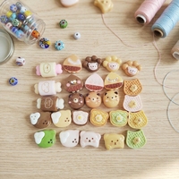 Miniatures en résine à dos plat, motifs animaux (chien, ours, patte), aliments, pain, biscuits, accessoires pour maison de poupée, fournitures de décoration intérieure, DIY