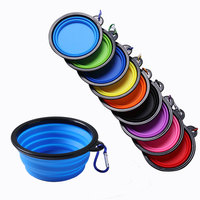 Bol pliable en silicone pratique pour chien, grand ou petit, bac d'alimentation extérieur pour chat ou chien, accessoires pour animaux de compagnie pour bébés et enfants