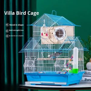 Gabbia per Pappagallini con Occhi Ricamati, Casetta per Uccelli con Tetto in Metallo, Design Ornamentale per Uso Domestico, Adatta a Tutte le Stagioni - Product Image 1
