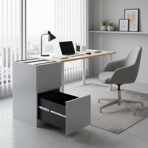 Armoire de classement en acier à 2 tiroirs verrouillables, design moderne, base fixe, grande capacité, écologique, montage facile, pour la maison, le bureau, la chambre - Product Image 1
