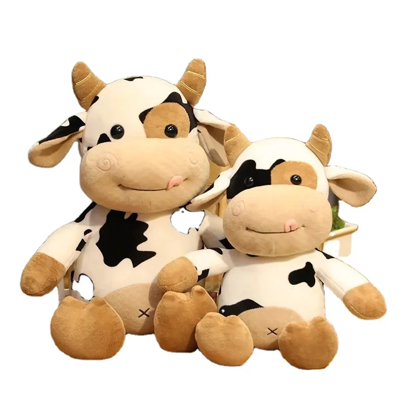 Vente en gros OEM 25-35cm jouet en peluche de vache à lait mignon Kawaii poupée animaux doux oreiller pour enfants filles cadeau d'anniversaire