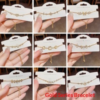 Bracelet en fer plaqué or véritable avec zircon, design unique et personnalisé, tendance, pour femme, luxe léger, design simple et polyvalent