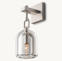 Applique Murale LED Moderne en Bronze Cuivre avec Abat-jour en Fer et Cristal, Culot E12, Design Villa, pour Salon