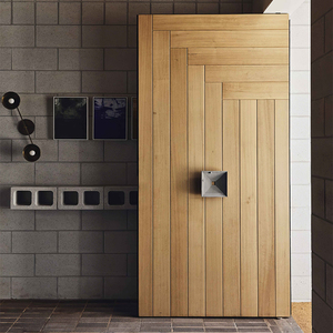 ประตูหมุนทำจากไม้จริงสำหรับบ้านกลางแจ้งเรียบง่ายทำจากไม้เนื้อแข็งป้องกันไฟทนทานปรับแต่งได้ตามต้องการ - Product Image 5