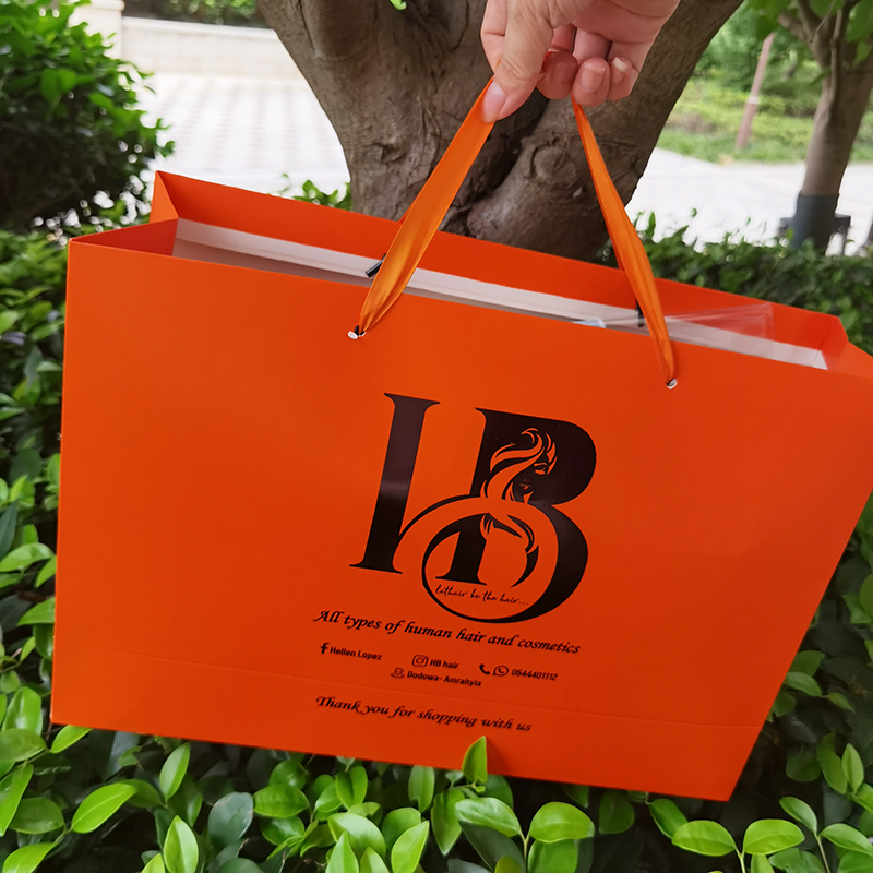 Environmental Protection Custom logo Paper Bag Gift Shopping Recycling Luxury Cosmetic Bag With Ribbon Rope