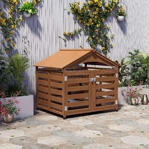 Grande niche pour chien en bois, abri extérieur toutes saisons avec design imperméable et résistant au soleil - Product Image 2