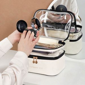 Trousse de Maquillage Double Couche Ouverte en PU, Grande Trousse de Voyage pour Cosmétiques et Soins de la Peau - Product Image 2