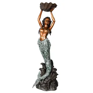 着名的丹麦女儿的海青铜小美人鱼雕像