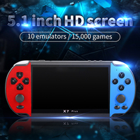 X7 Plus Lecteur multimédia portable 5,1 pouces 8 Go, console de jeu portable avec 400 jeux intégrés et manette