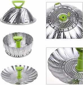 ตะกร้าสแตนเลสสำหรับนึ่งอาหารแบบพับได้ อุปกรณ์ครัวสำหรับนึ่งผัก - Product Image 3