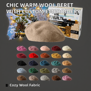 Boinas de Lana para Mujer, Elegantes, Cálidas, para Viajes al Aire Libre, con Bordado Personalizado, Logotipo Personalizado, MOQ Bajo, Venta al por Mayor - Product Image 2