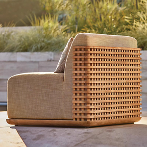 Ensemble de canapés de luxe en teck naturel au design nordique canapé en bois massif de jardin mobilier d'hôtel d'extérieur table et chaises longues - Product Image 2