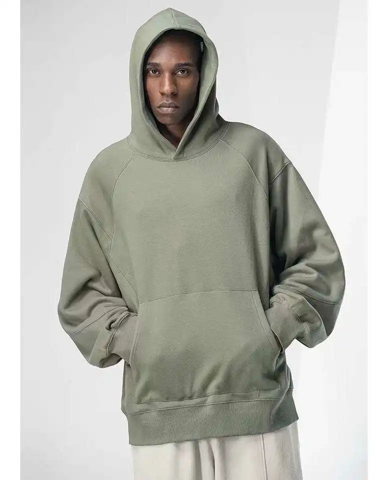 Fashion plain oversize pull over hoodies raglan sleeve 100% cotton men streetwear hoodie