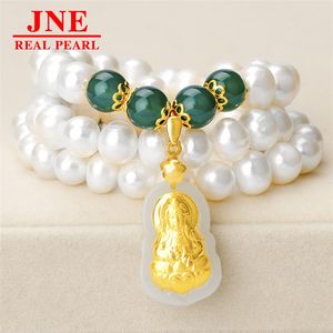 ของขวัญวันแม่ สร้อยคอมุกน้ำจืดธรรมชาติ 8-9 เม็ด ประดับทองคำ พร้อ<span class=keywords><strong>ม</strong></span>หยก<span class=keywords><strong>กวน</strong></span><span class=keywords><strong>อิ</strong></span><span class=keywords><strong>ม</strong></span>เล็กๆ สร้อยคอหยกสำหรับ<span class=keywords><strong>ม</strong></span>อบให้คุณแม่ - Product Image 4