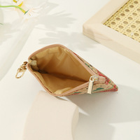 Porte-monnaie carré portable de haute qualité à motif floral, étui à cartes et clés, sac de rangement avec doublure en coton pour femmes 2024