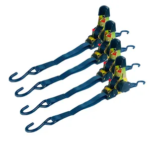 1Inch Retractable Ratchet Tie Down Straps With S Hook Set Of 4 For Cargo Lashing