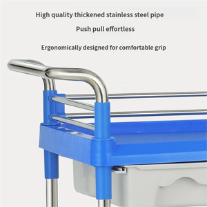 รถเข็นท่อสแตนเลสหนาสำหรับพยาบาลลิ้นชักสองชั้นแบบเงียบใช้งานได้นาน16ปีโรงงานมืออาชีพ - Product Image 4