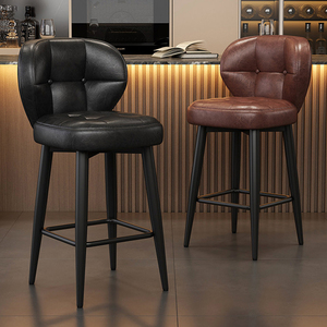 Sgabelli da Bar Girevoli in Pelle con Schienale Alto, Design Nordico di Lusso Moderno <span class=keywords><strong>per</strong></span> Uso Domestico, Bancone e Isola <span class=keywords><strong>Cucina</strong></span> - Product Image 2