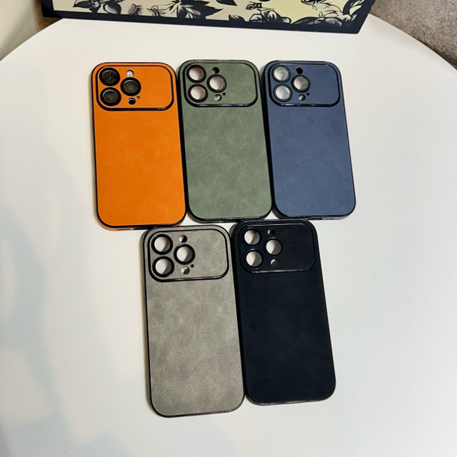 Leather Texture Phone Case for iPhone 17Air 11 12 13 14 Pro Max 15 16 Plus Luxury Retro Frame Shockproof Protective Back Cover