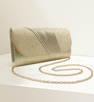 Nouveau élégant fête Sequin coquille pochette dames en cuir pochette mariage paillettes sacs à bandoulière femmes plissé sacs de soirée