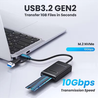 Adaptor SSD Dual Protocol NVME/SATA M.2 ke USB Type-C 10Gbps, Enclosure SSD untuk Hard Drive M.2 NVMe NGFF SATA