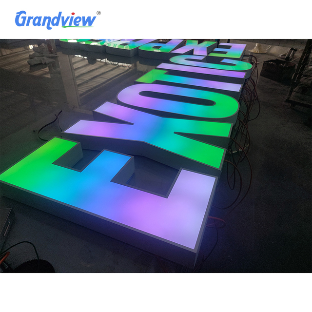 RGB LED Channel Letters Custom Logo Sign Full Color Programmable Acrylic Illuminated Letters Outdoor Business Sign
