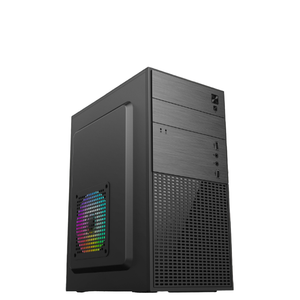 Caja de PC para Juegos de Plástico Micro ATX de Torre Media de Lujo con Diseño Personalizado en Blanco y Negro, Ventilador RGB y Puertos USB Frontales - Product Image 4