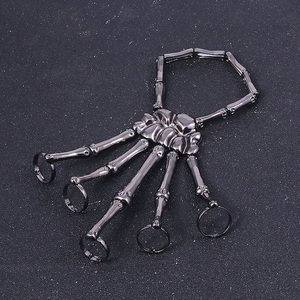 Punk Halloween ngón tay Gothic tay bộ xương đàn hồi có thể điều chỉnh Vòng tay bộ xương tay vòng tay trang trí - Product Image 6