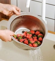 304 RVS handmatige multifunctionele groente- en fruitsnijder, aardappel- en rijstafwasbak, duurzame fruitwasser