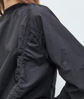 Chemisier décontracté uni à manches longues avec col simple, en tricot mélangé tissé, pull respirant avec logo frontal