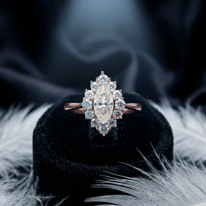 Unisex 2.5ct Marquise Cut 14k Rose Gold Solid Gold VVS/VS EF Classic Prong Setting Solitaire Diamond Party Anniversary - Product Image 1