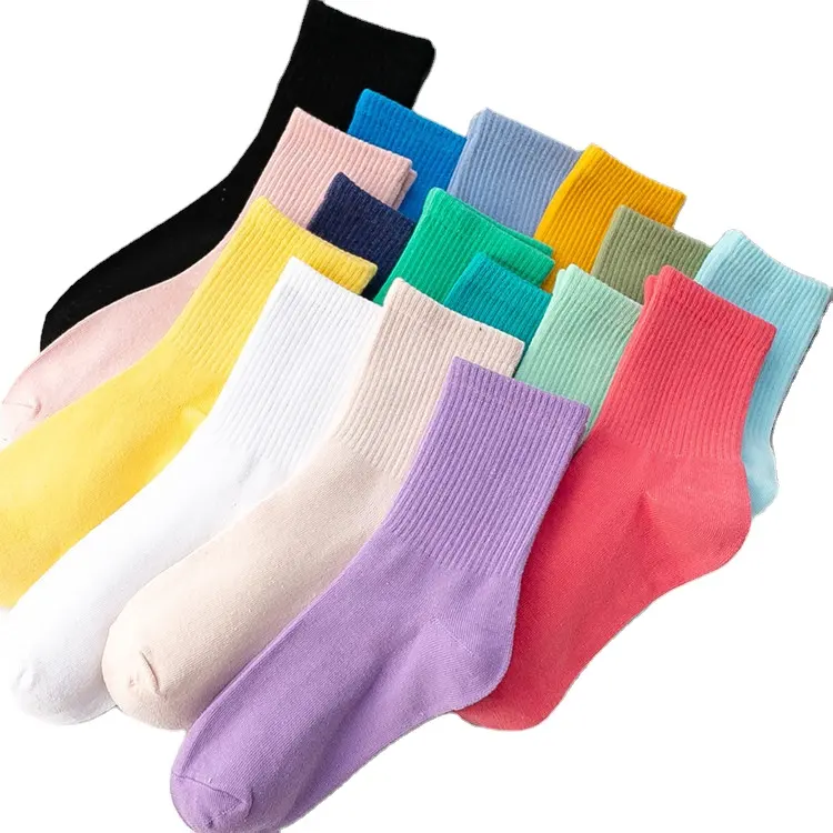 Women Solid Color Girls Student Comfortable fuzzy Skateboard Socks women