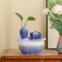 Sculpture décorative en céramique de style chinois, peinte à la main, motif végétal, avec poisson pour un flux d'eau porte-bonheur Feng Shui