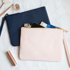 Chiusura a Zip sacchetto di frizione delle signore del telefono da viaggio accessori di trucco del sacchetto di frizione di <span class=keywords><strong>cuoio</strong></span> delle donne con la cinghia di polso - Product Image 2