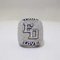 Bague de championnat personnalisée plaquée or rose avec zircon, base en cuivre, logo gravé, pour événements sportifs et commémoratifs, idéale comme cadeau et pour les événements d'équipe
