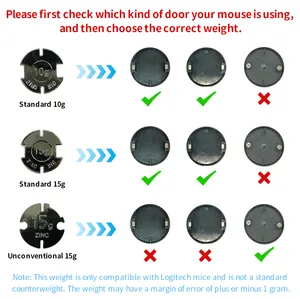 Peso de ajuste del equilibrio del ratón (estándar 15g) Peso del ratón para Logitech G502 X Lightspeed/G502 X Plus Lightspeed Ratón inalámbrico